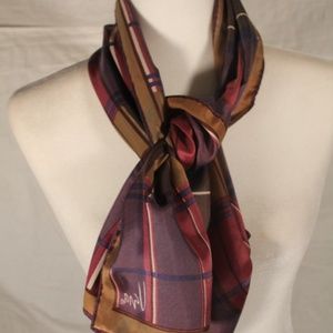 Vena scarf, plaid olive, purple & red, 15x45